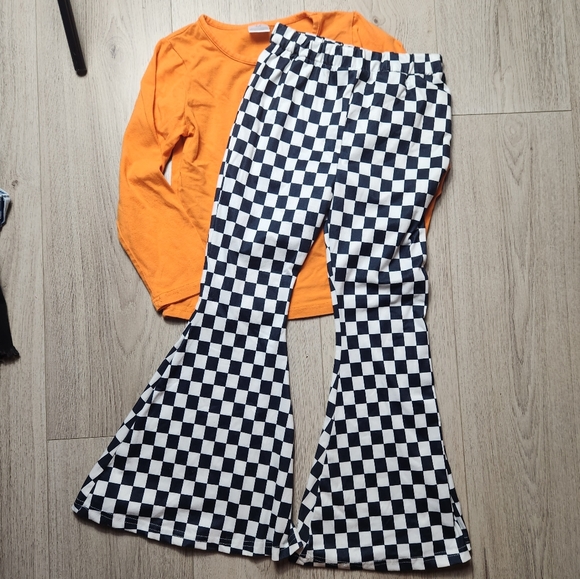 Sparkle in Pink - Candy Corn Girl's 2 Piece Set - Checkered Bell Bottoms Size XL - Picture 2 of 7